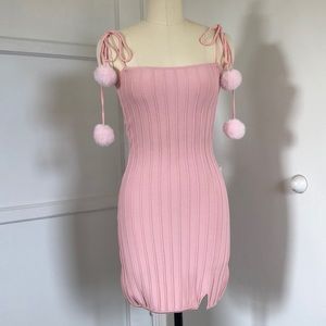 for love and lemons pink knit puff ball dress